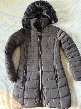 YMI Women's Quilted Hooded Puffer Coat Full Length Size Medium